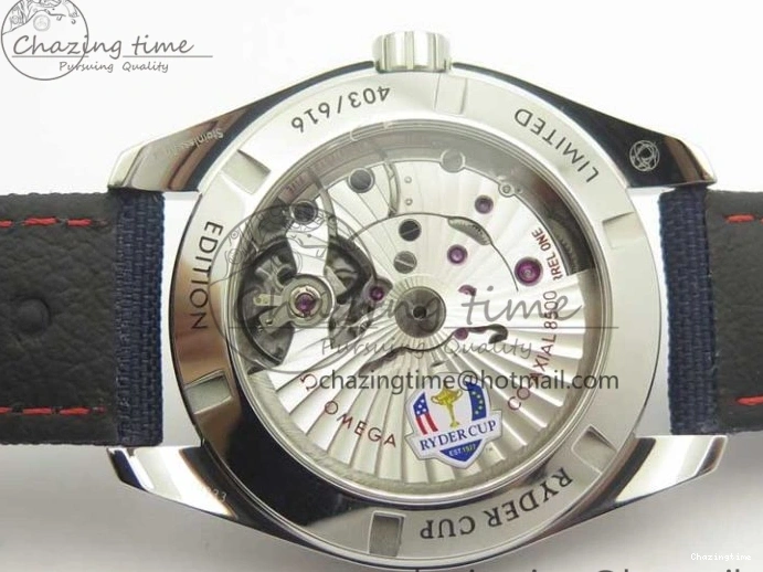 0426 EasyCare Aqua Terra Master Ryder Cup Edition VSF 1:1 Best Edition White Textured Dial on Blue Nylon Strap A8500 Super Clone 8016